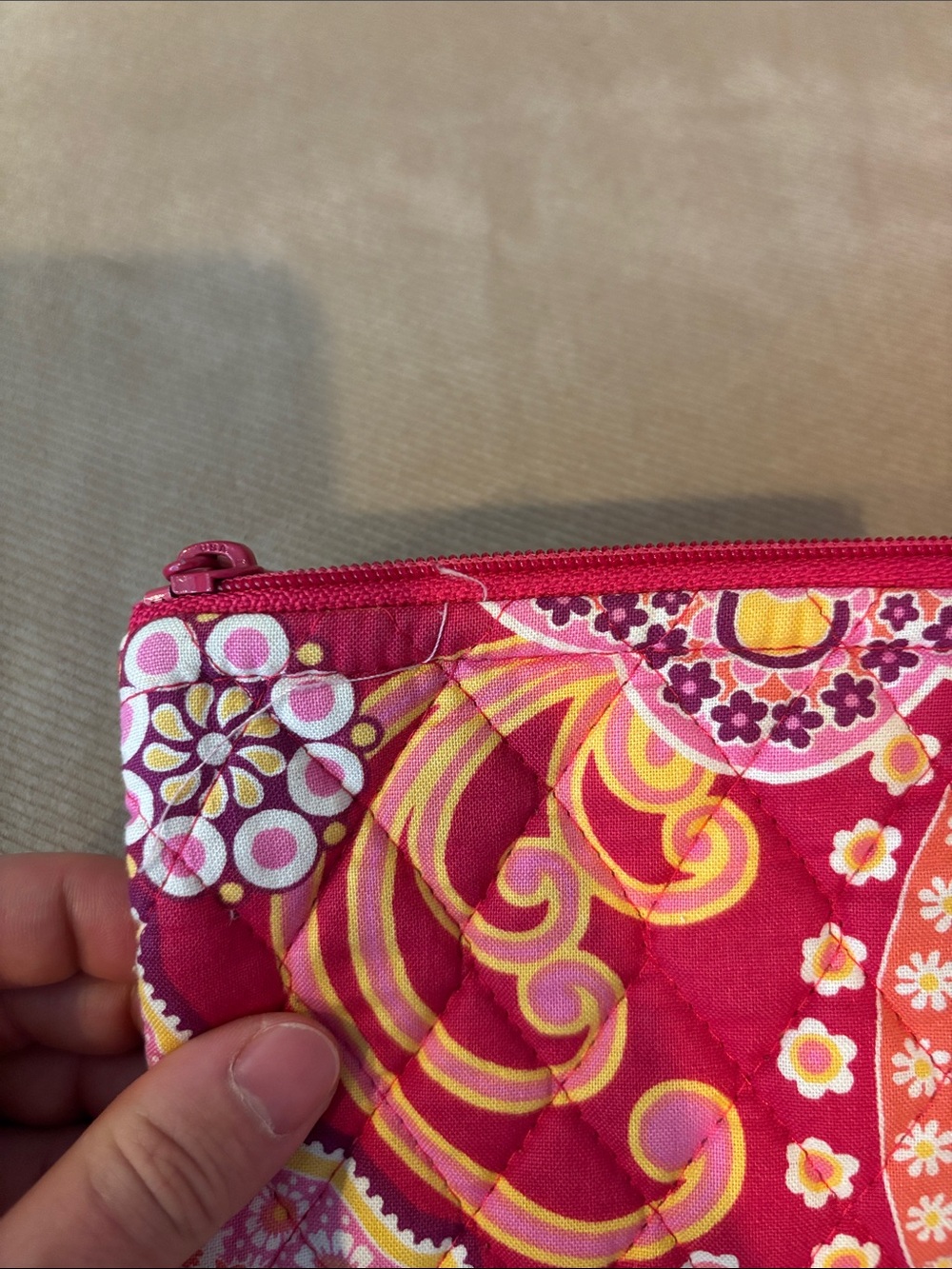 Vera Bradley Pink Floral Quilted Zip Pouch - Picture 3 of 4